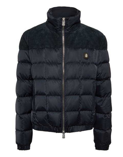 Puffer Down Jacket With Leather Inserts Men