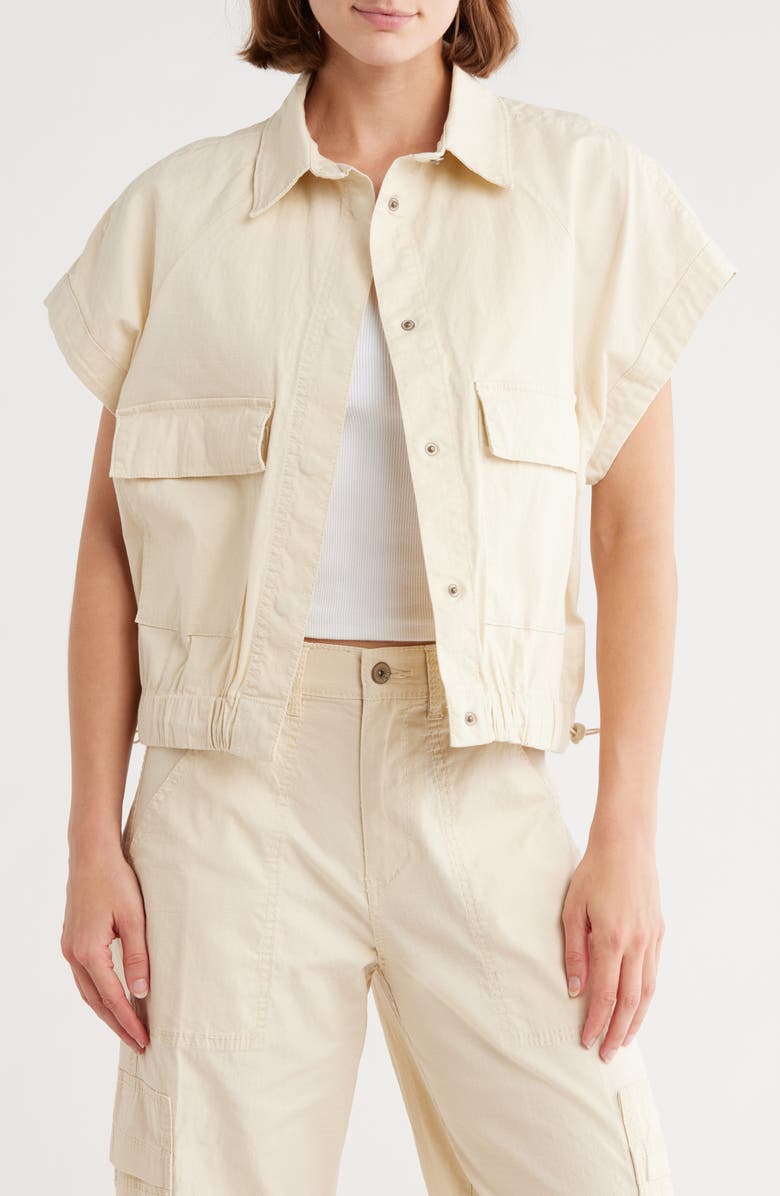 SUPPLIES BY UNIONBAY Shawna Short Sleeve Stretch Cotton Crop Jacket, Main, color, Alabaster
