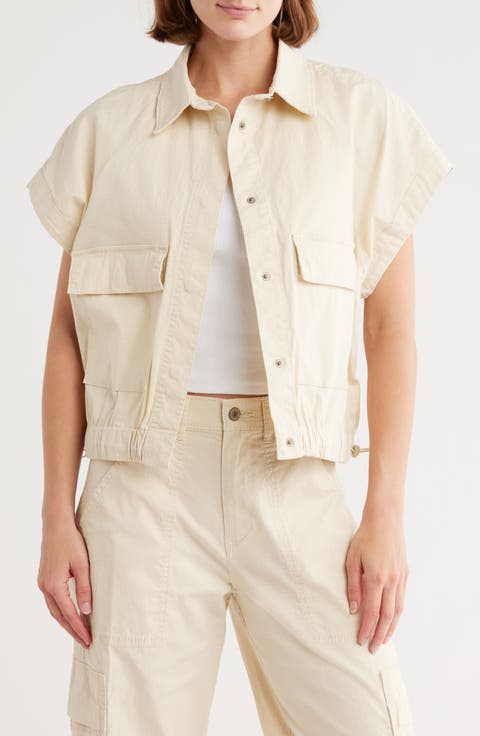 Shawna Short Sleeve Stretch Cotton Crop Jacket