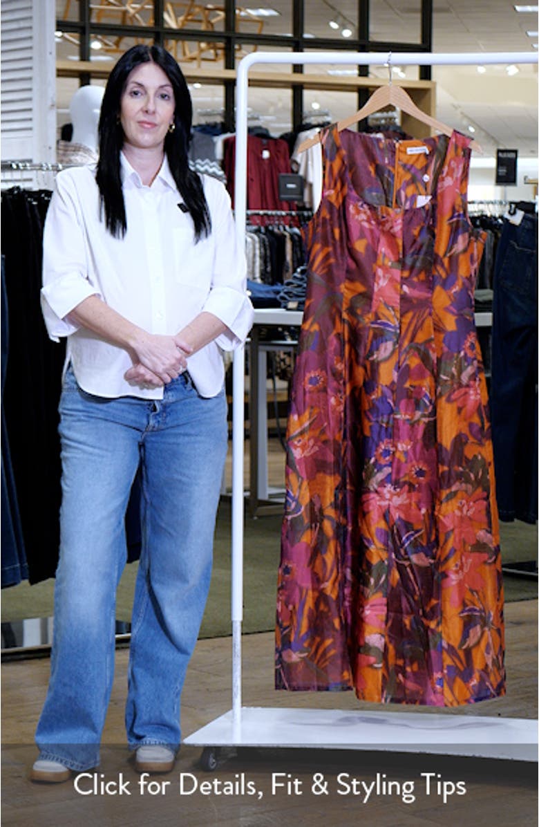 Print Sleeveless Lantern Midi Dress, sales video thumbnail