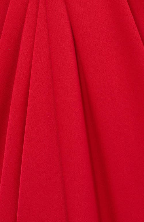 Aidan Mattox Crepe Back Satin Midi Dress In Red