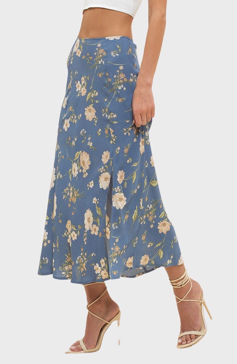Blu Pepper Floral Maxi Skirt, Alternate, color, Dusty Blue Multi