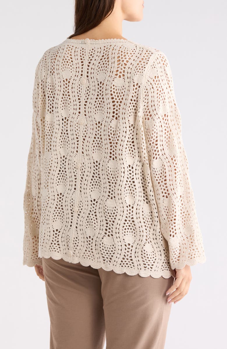 Adrianna Papell Long Sleeve Pointelle Sweater, Alternate, color, Barley