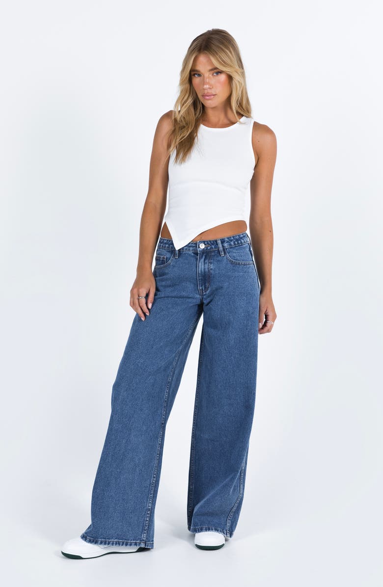 Princess Polly Ramos Low Rise Wide Leg Jeans, Alternate, color, Blue