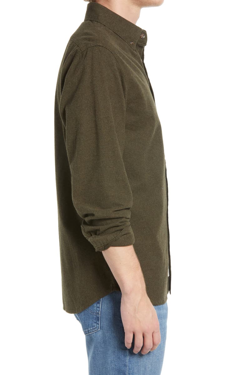 Schott NYC Heather Flannel Long Sleeve Button-Up Shirt, Alternate, color, Olive