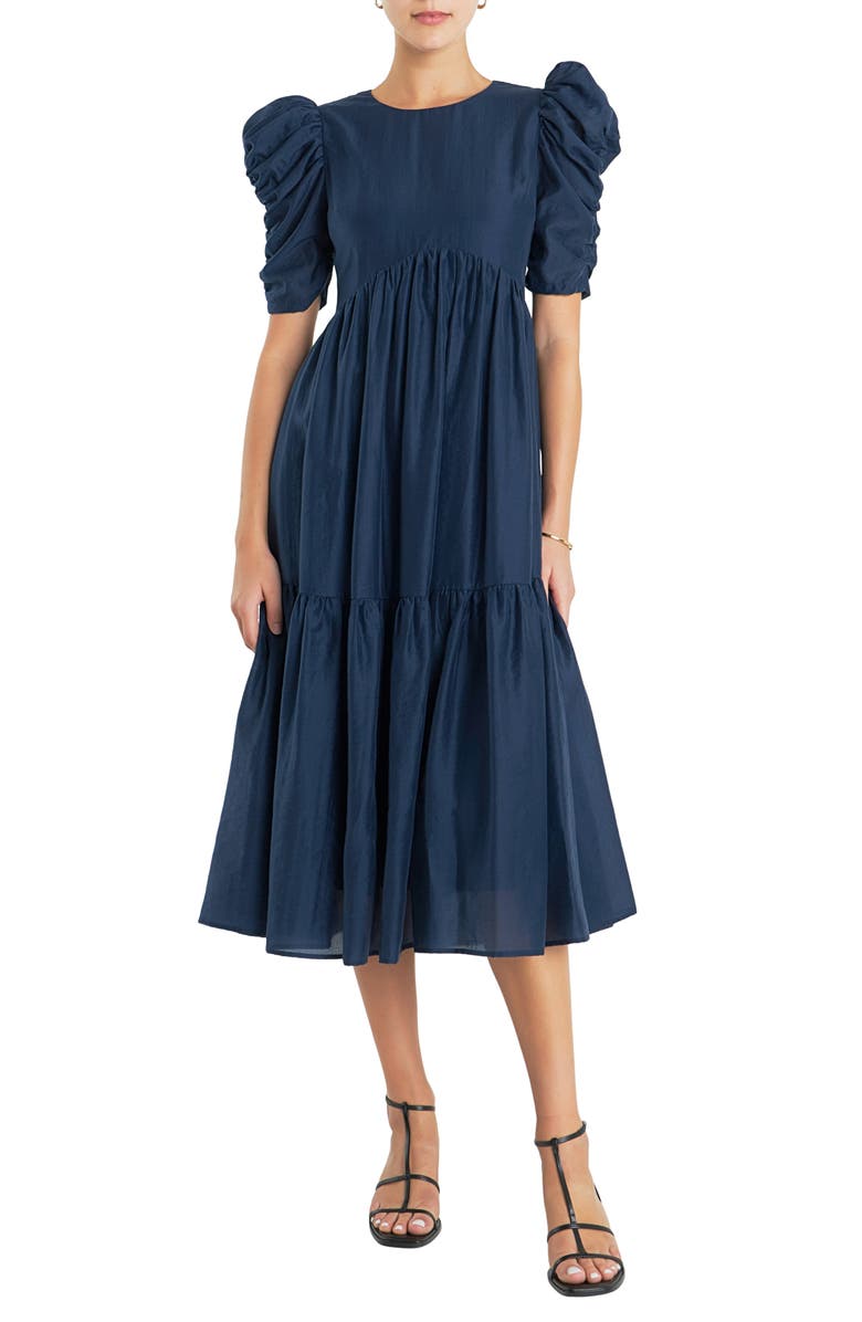 English Factory Puff Sleeve Midi Dress, Main, color, 