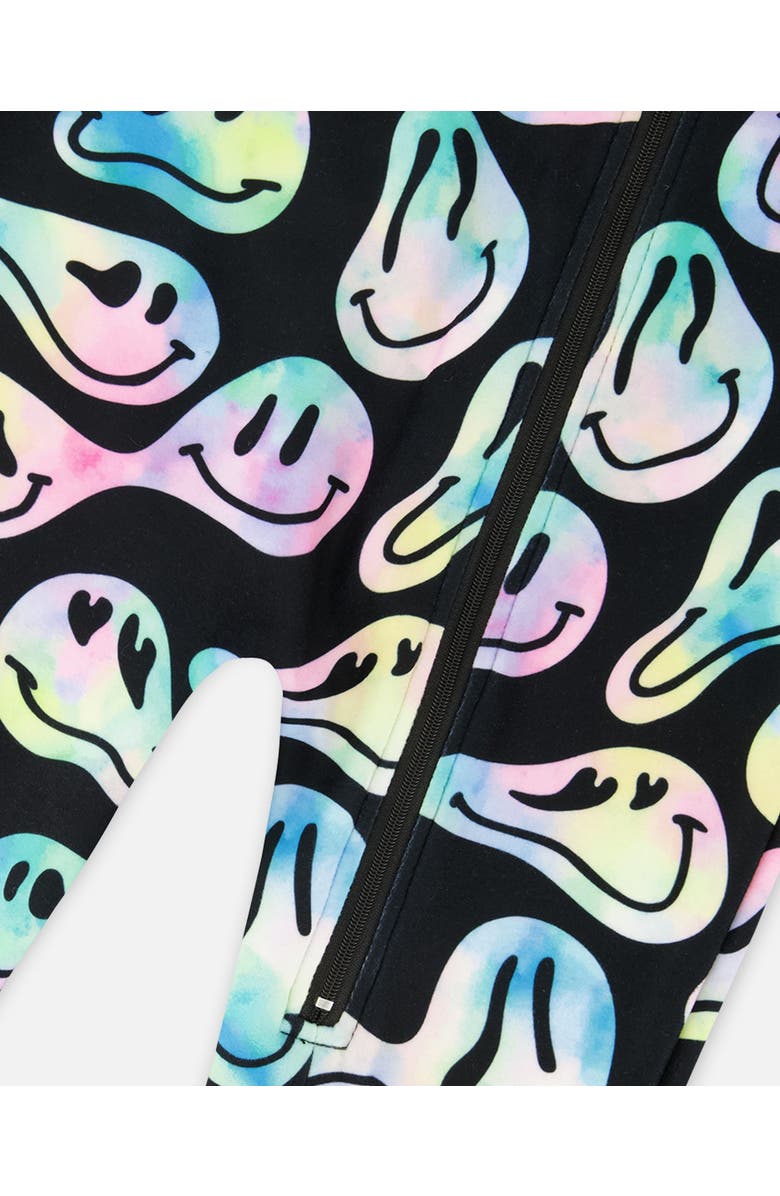 Deux par Deux One-Piece Thermal Underwear, Alternate, color, Smiley Face Girl