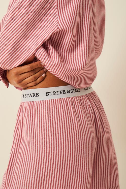 Stripe & Stare Ecovero Pyjama Shorts In Red Stripe