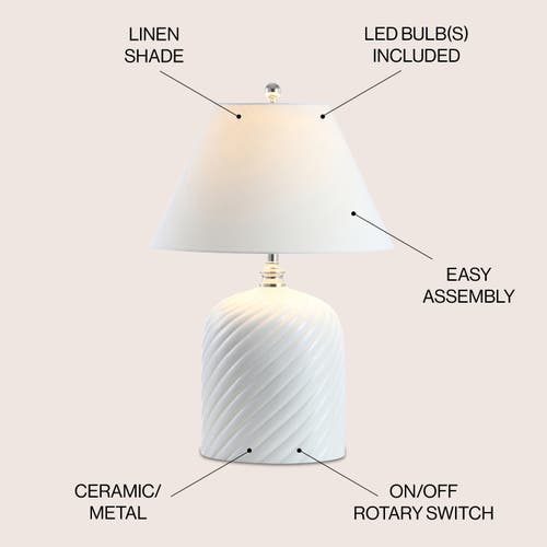 Jonathan Y Serge Swirl 28.5 Ceramic Bohemian Glam Led Table Lamp In White