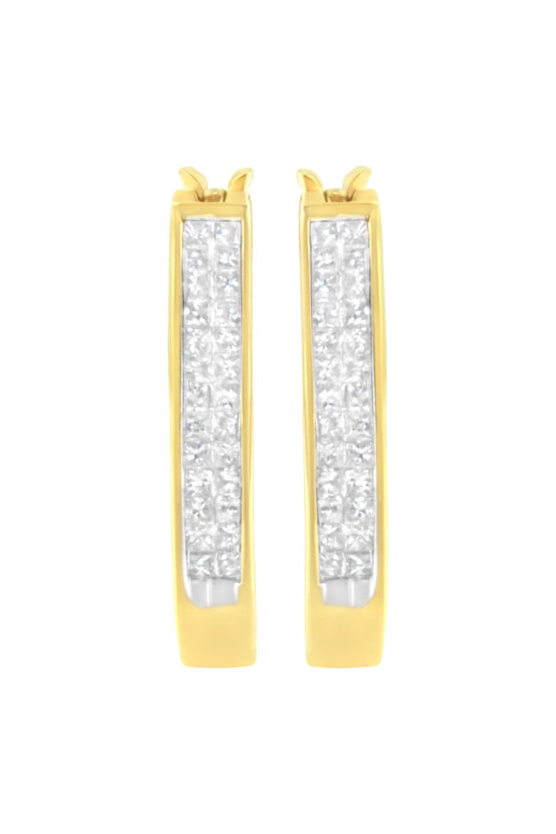 10K Yellow Gold 1/2 Ct Invisible Princess Hoop Earrings, Alternate, color, Yellow