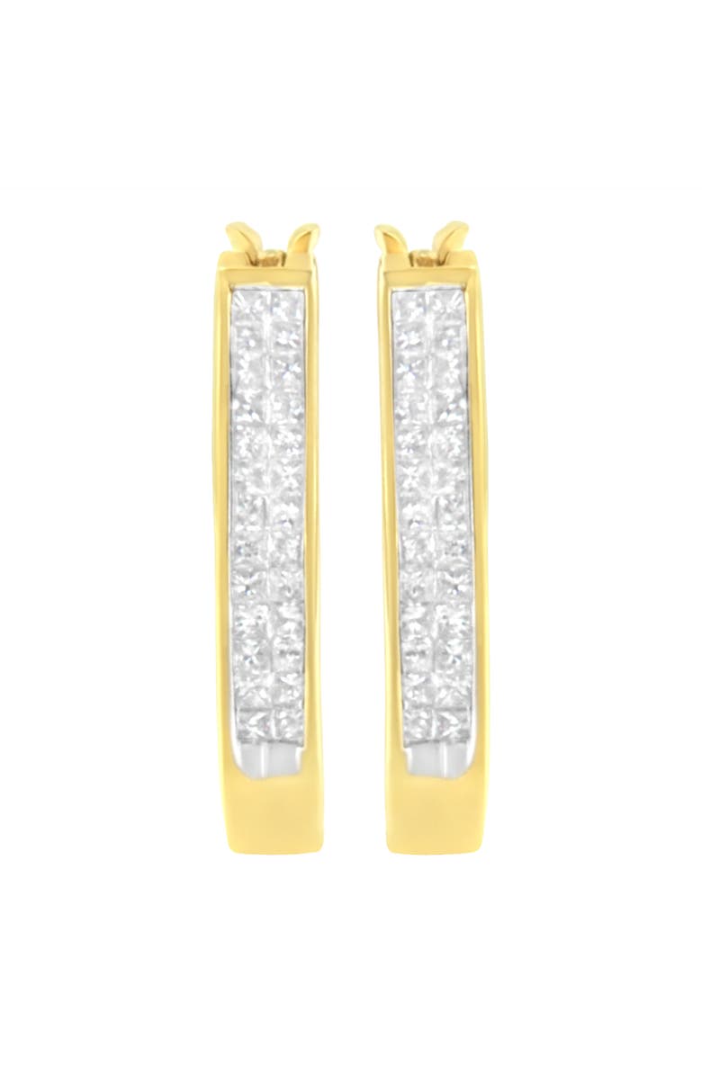 Haus of Brilliance 10K Yellow Gold 1/2 Ct Invisible Princess Hoop Earrings, Alternate, color, Yellow