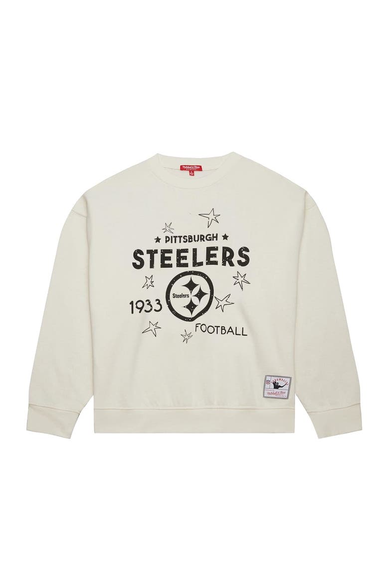 Women's Mitchell & Ness Cream Pittsburgh Steelers Plus Size Shooting Star Sweatshirt, Alternate, color, Cream