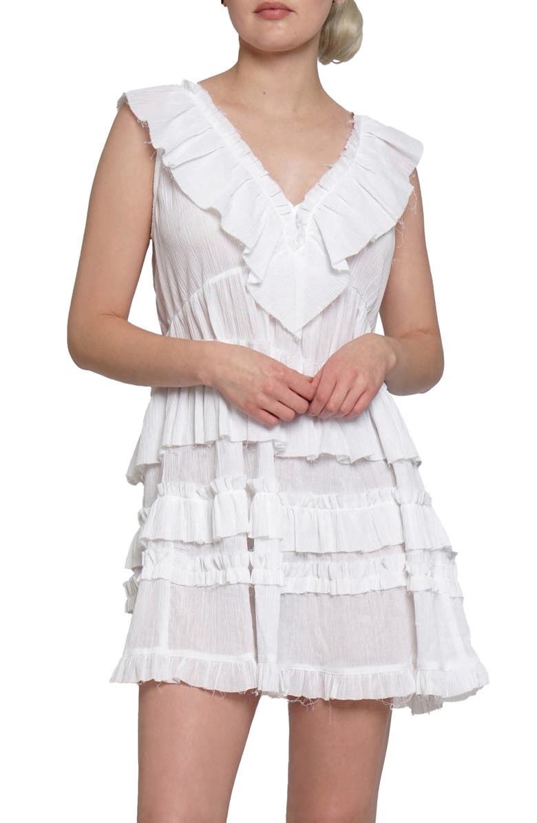 Know One Cares Sleeveless Ruffle Tiered Minidress, Alternate, color, 