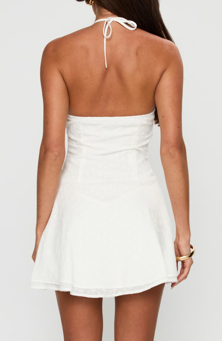 Princess Polly Flower Child Cotton Eyelet Halter Minidress, Alternate, color, White