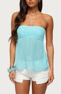 EDIKTED Corra Rhinestone Lace Strapless Top