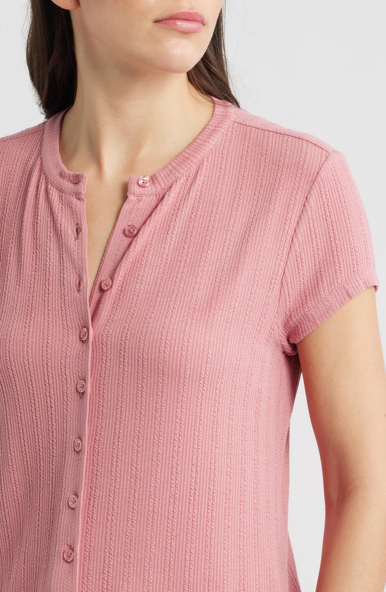 Bernardo Ribbed Buttoned Shirt, Alternate, color, Blush