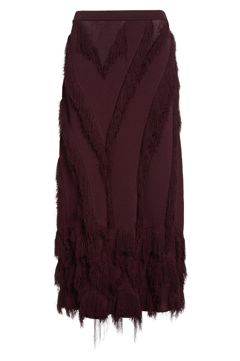 Astri Fringe Detail Knit Maxi Skirt, Alternate, color, MAHOGANY