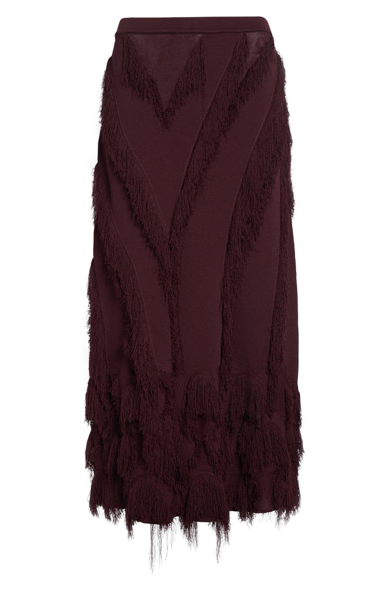 Ulla Johnson Astri Fringe Detail Knit Maxi Skirt, Alternate, color, Mahogany