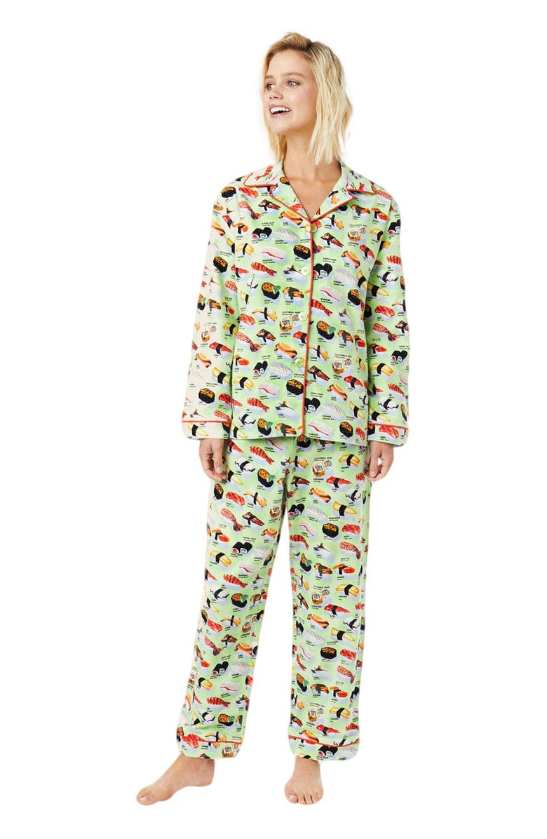 The Cat's Pajamas Poplin Pajama Set Conversational, Alternate, color, Sushi Wasabi