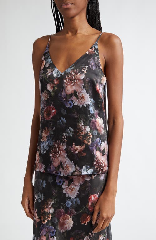 L'agence Gabriella V-neck Floral Silk Tank Top