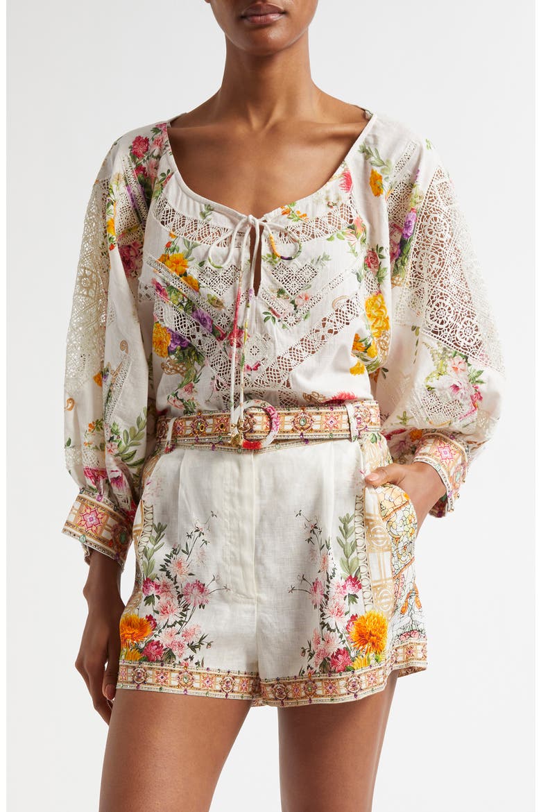 Egyptian Rose Print Raglan Sleeve Cotton Top, Main, color, EGYPTIAN ROSE