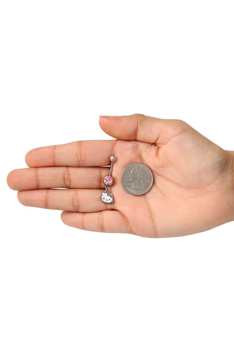 Hello Kitty Crystal Belly Button Ring, Alternate, color, Silver, White