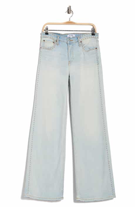 Re/Done Studded Mid Rise Wide Leg Jeans