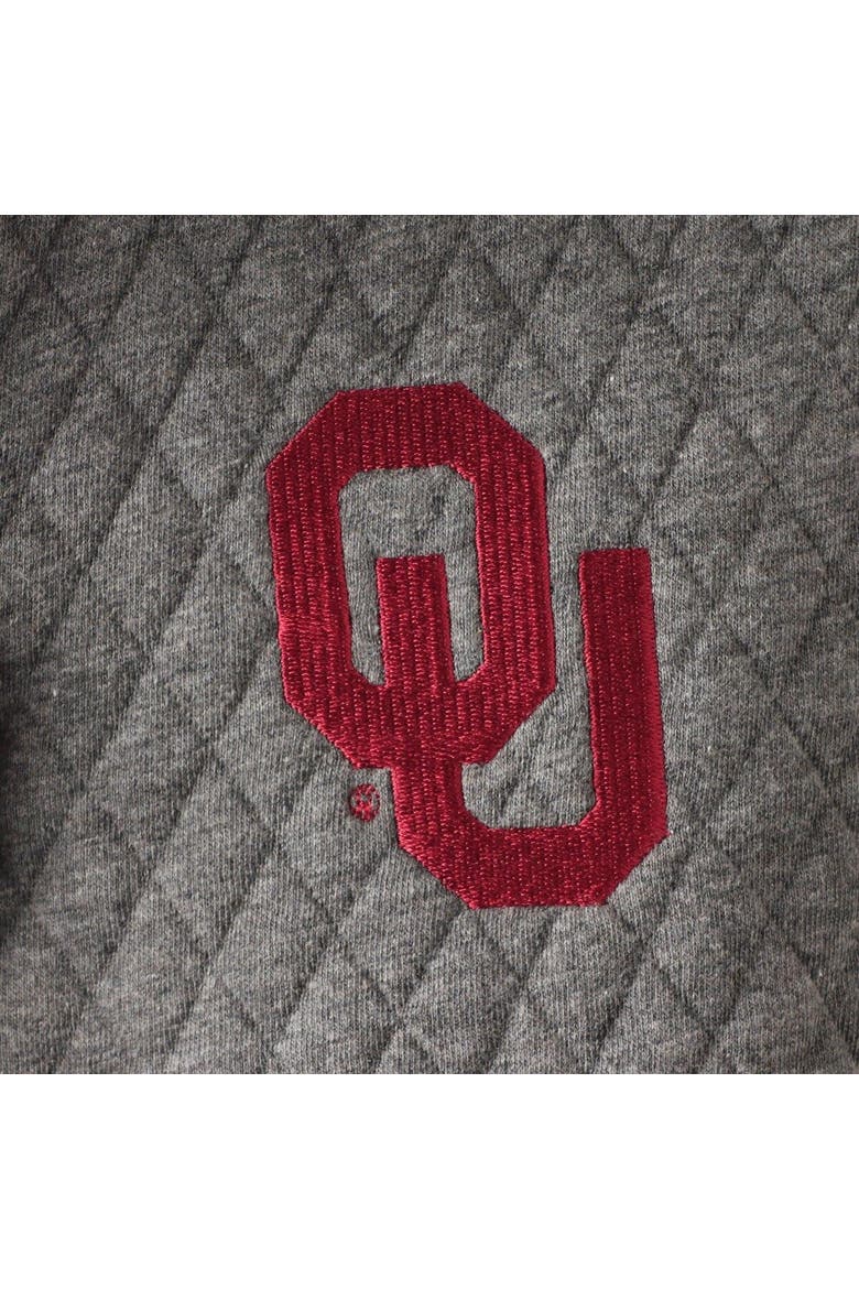 Women's Pressbox Heathered Gray/Crimson Oklahoma Sooners Magnum Quilted Quarter-Snap Pullover Jacket, Alternate, color, Heather Gray