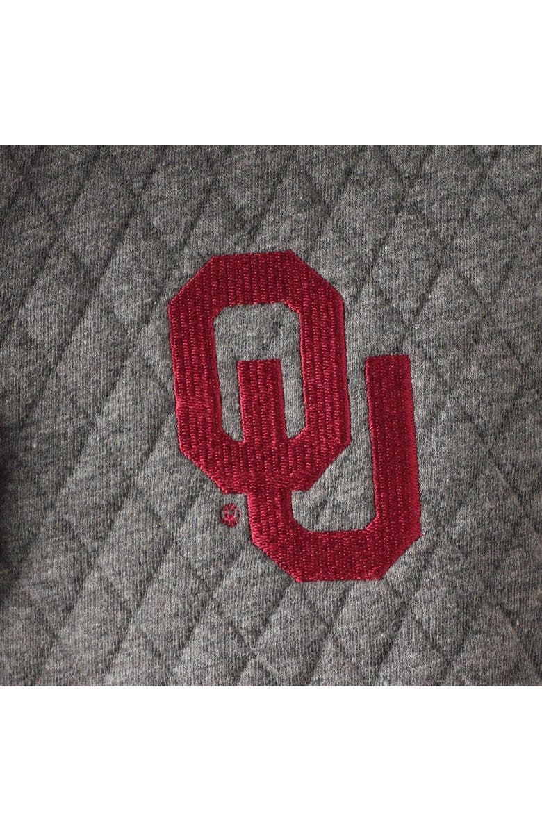 PRESSBOX Women's Pressbox Heathered Gray/Crimson Oklahoma Sooners Magnum Quilted Quarter-Snap Pullover Jacket, Alternate, color, 