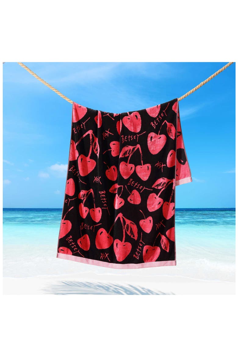 Cherry Love Beach Towel, Alternate, color, MEDIUM / DARK PINK