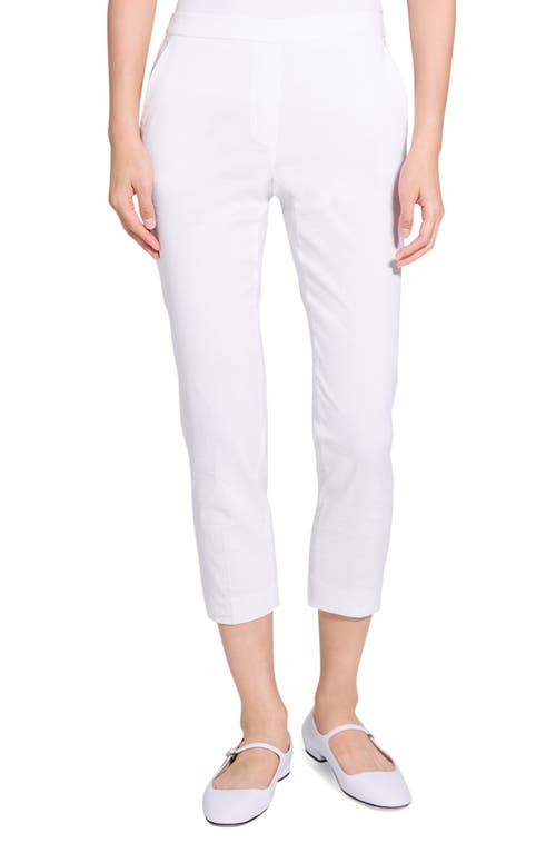 Theory Treeca Good Linen Cropped Pull-on Ankle Pants In White
