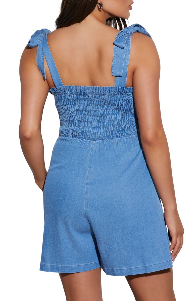 VICI Collection Boardwalk Dates Smocked Chambray Romper, Alternate, color,