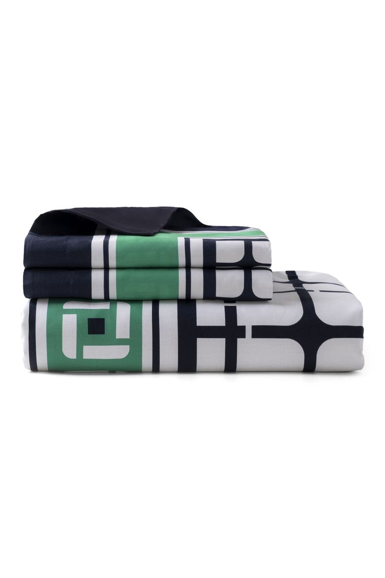 Framed Print Broken Cotton Duvet Cover & Sham Set, Main, color, NAVY