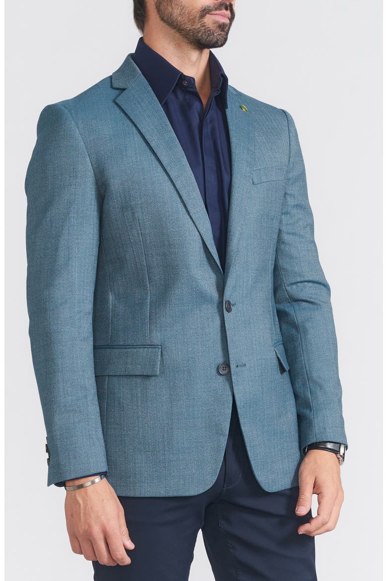 Herringbone Print Wool Blend Sport Coat, Main, color, BLUE
