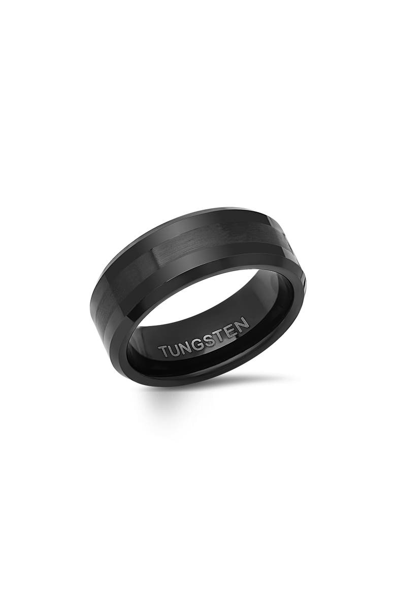 Men's Brushed Black Tungsten Ring, Alternate, color, BLACK