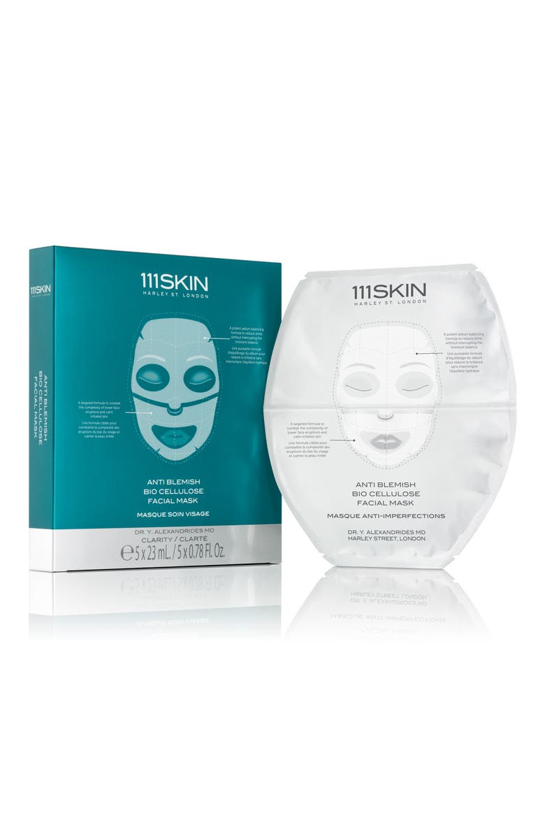 5-Count Anti-Blemish Bio-Cellulose Facial Mask, Main, color, NO COLOR