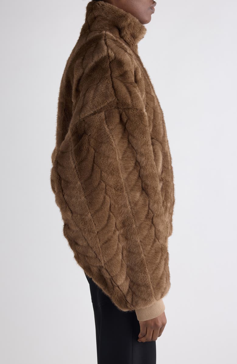 Balenciaga Faux Fur Crop Bomber Jacket, Alternate, color, 2135 Brown