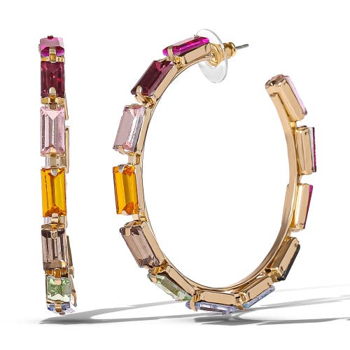 Jessica Simpson Multicolor Gemstone Hoop Earrings In Gold