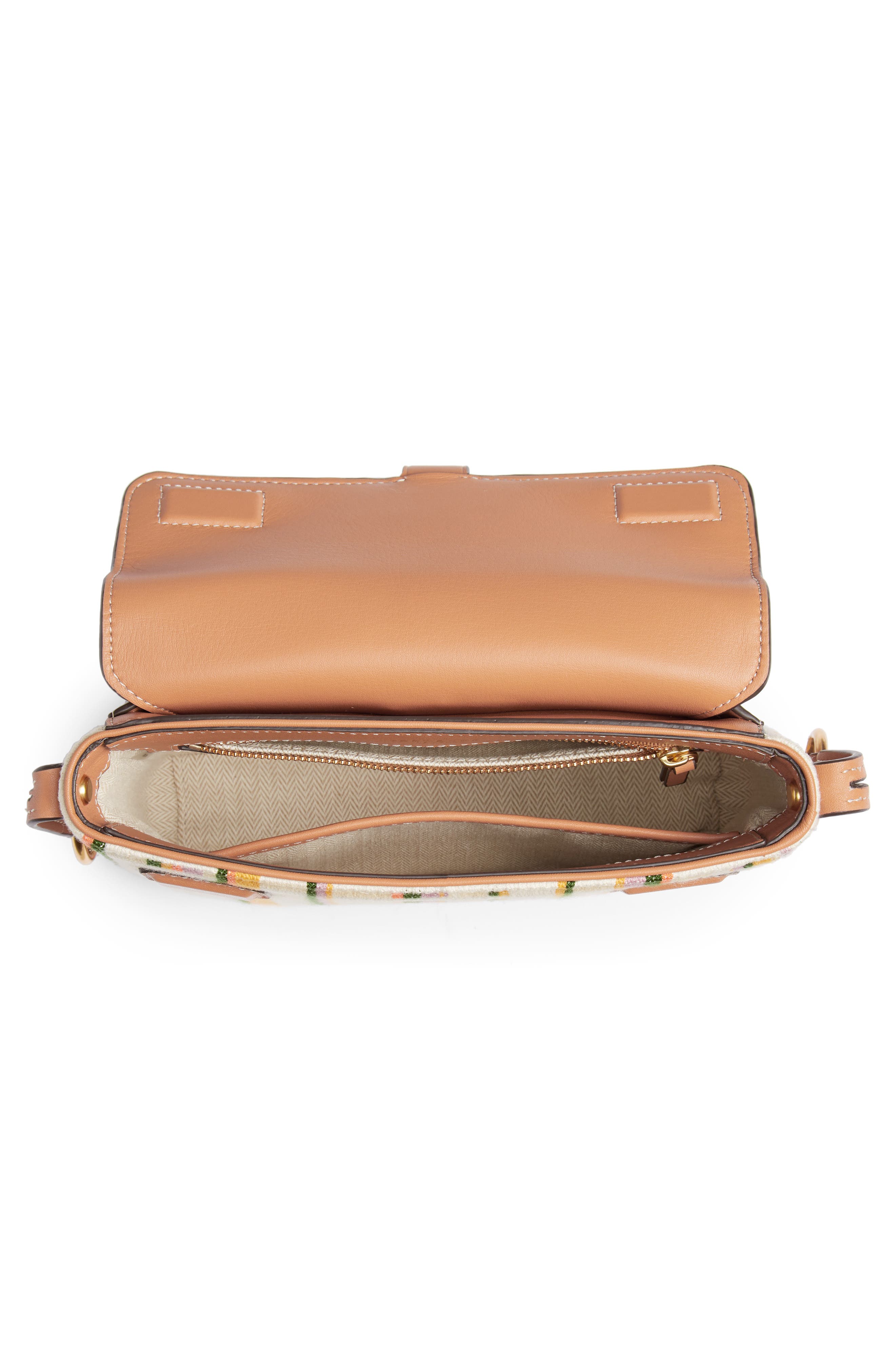 Tory Burch Miller Stripe Crossbody Bag, Alternate, color, Striped Plaid Double Weave