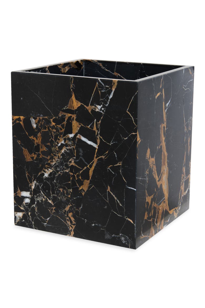Athenas Marble Waste Basket, Main, color, BLACK/ GOLD