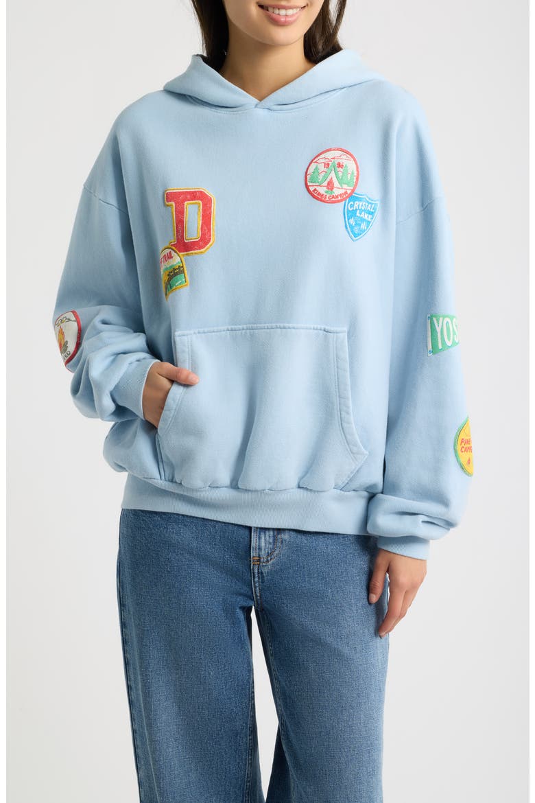 Camp Patches Oversized Hoodie, Main, color, POWDER BLUE