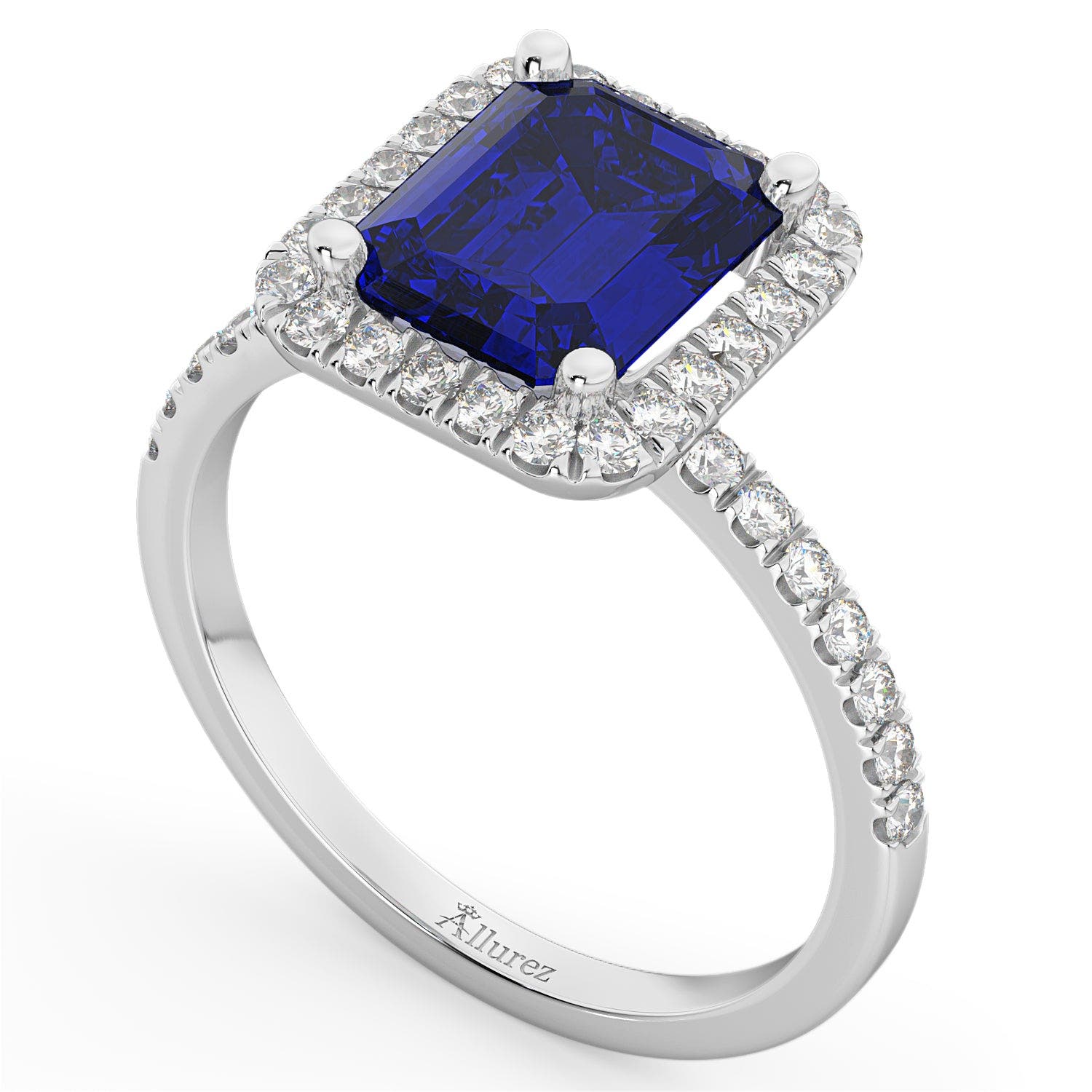 ALLUREZ Lab Blue Sapphire & Lab Diamond Engagement Ring 14k (Women ...