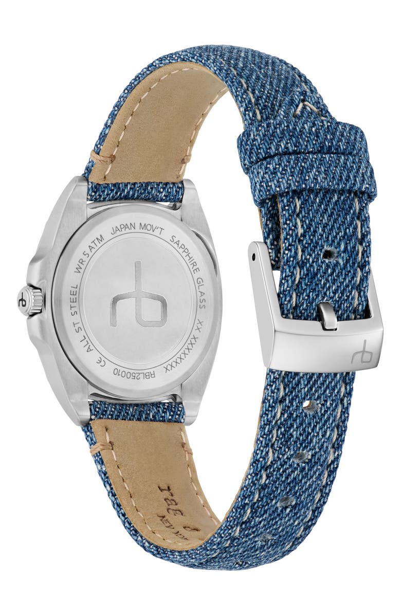 rag & bone Bleeker Denim Strap Watch, 30mm, Alternate, color, 
