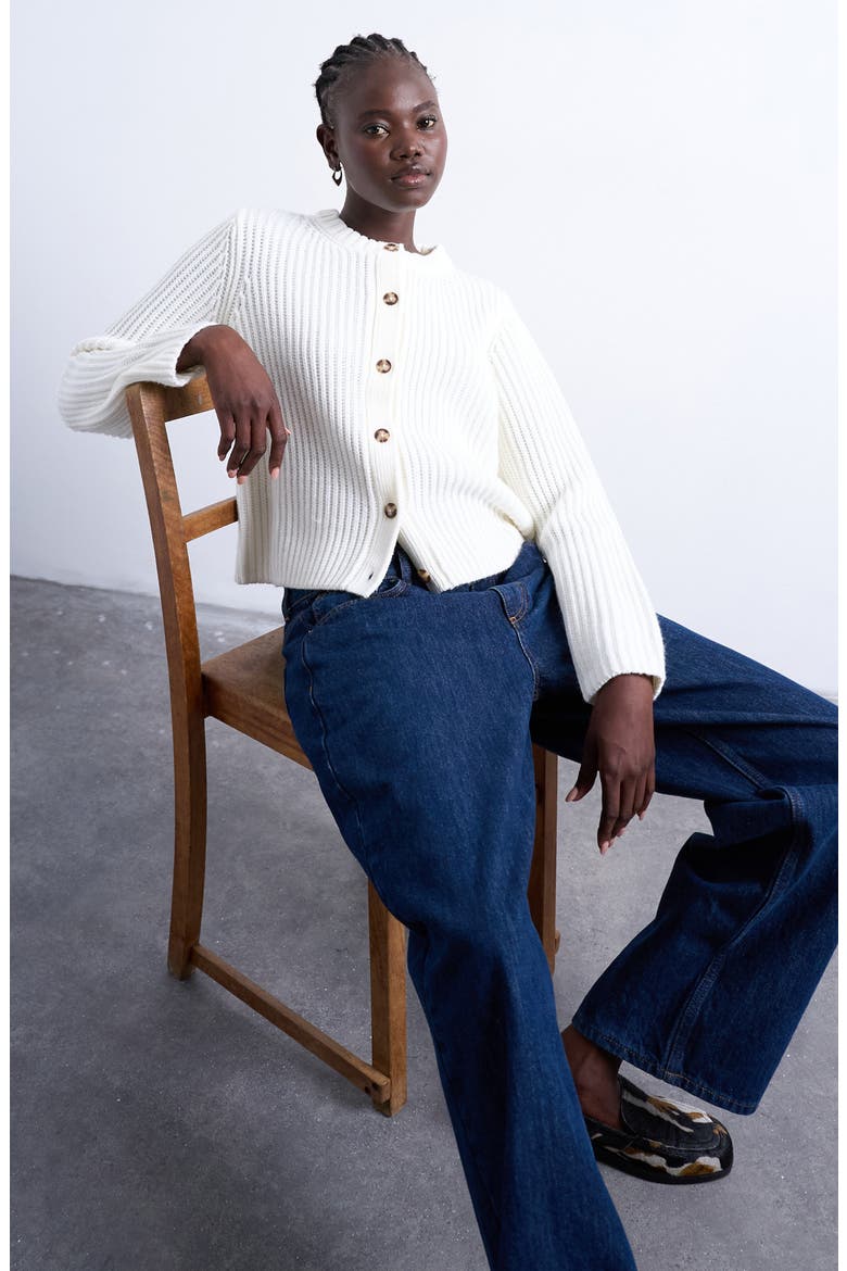 Shaker Stitch Relaxed Cardigan, Alternate, color, WHITE