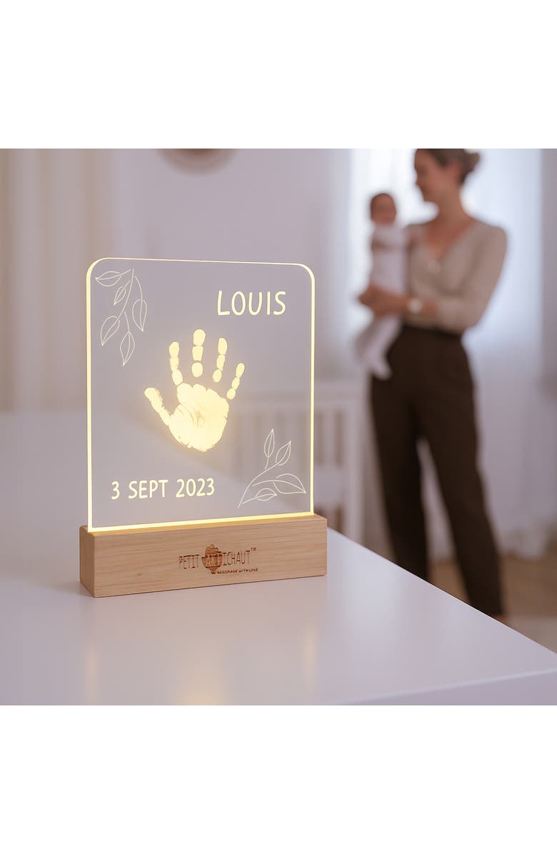 Petit Artichaut Illuminated Frame | Light-Up Handprint Keepsake with Name & Date | Newborn Gift, Alternate, color, Beige