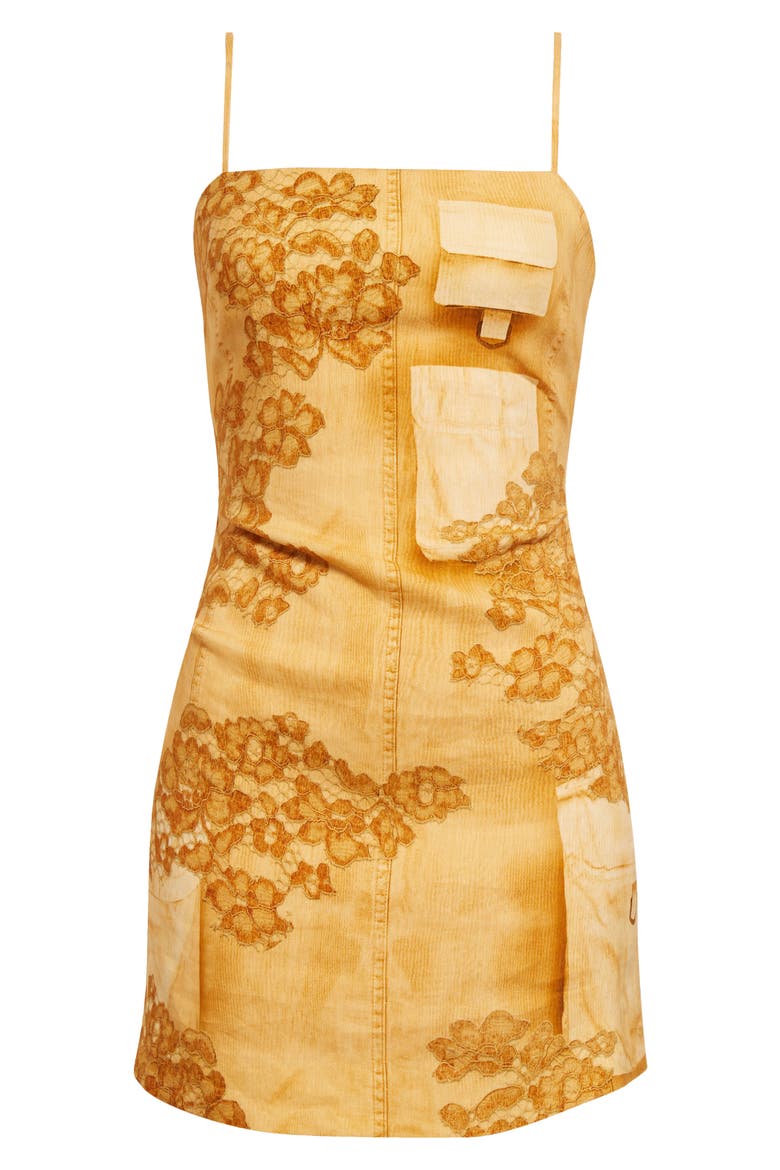 Dua Trompe l'Oeil Print Minidress, Alternate, color, FADED ORANGE