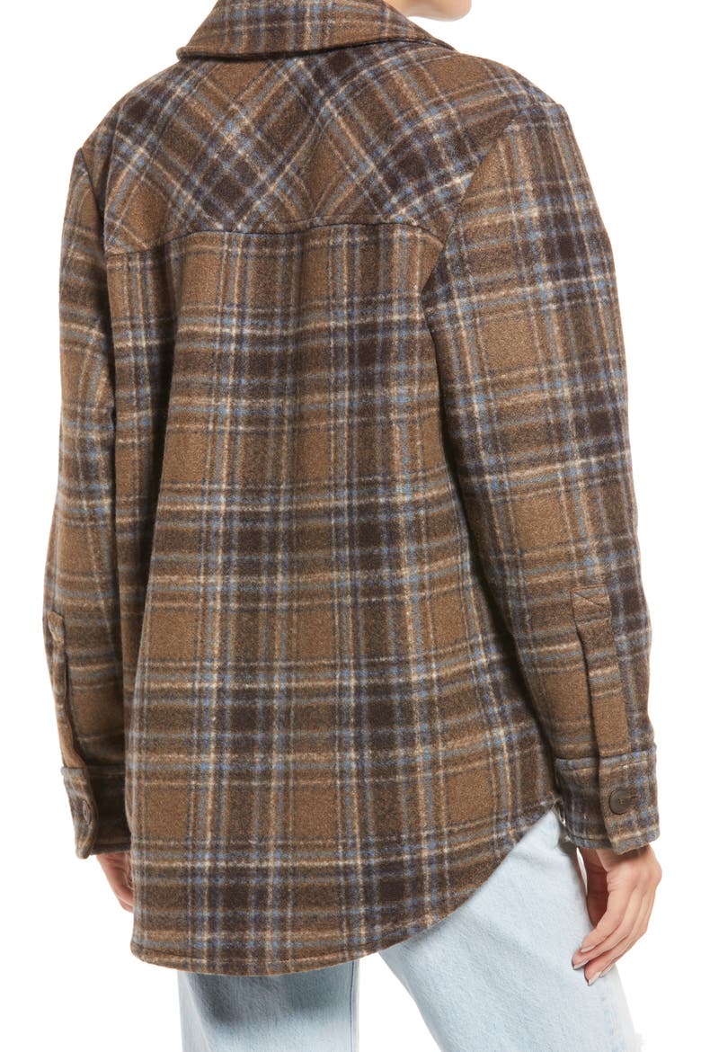 Plaid Shirt Jacket, Alternate, color, BROWN- BLUE LA TARTAN
