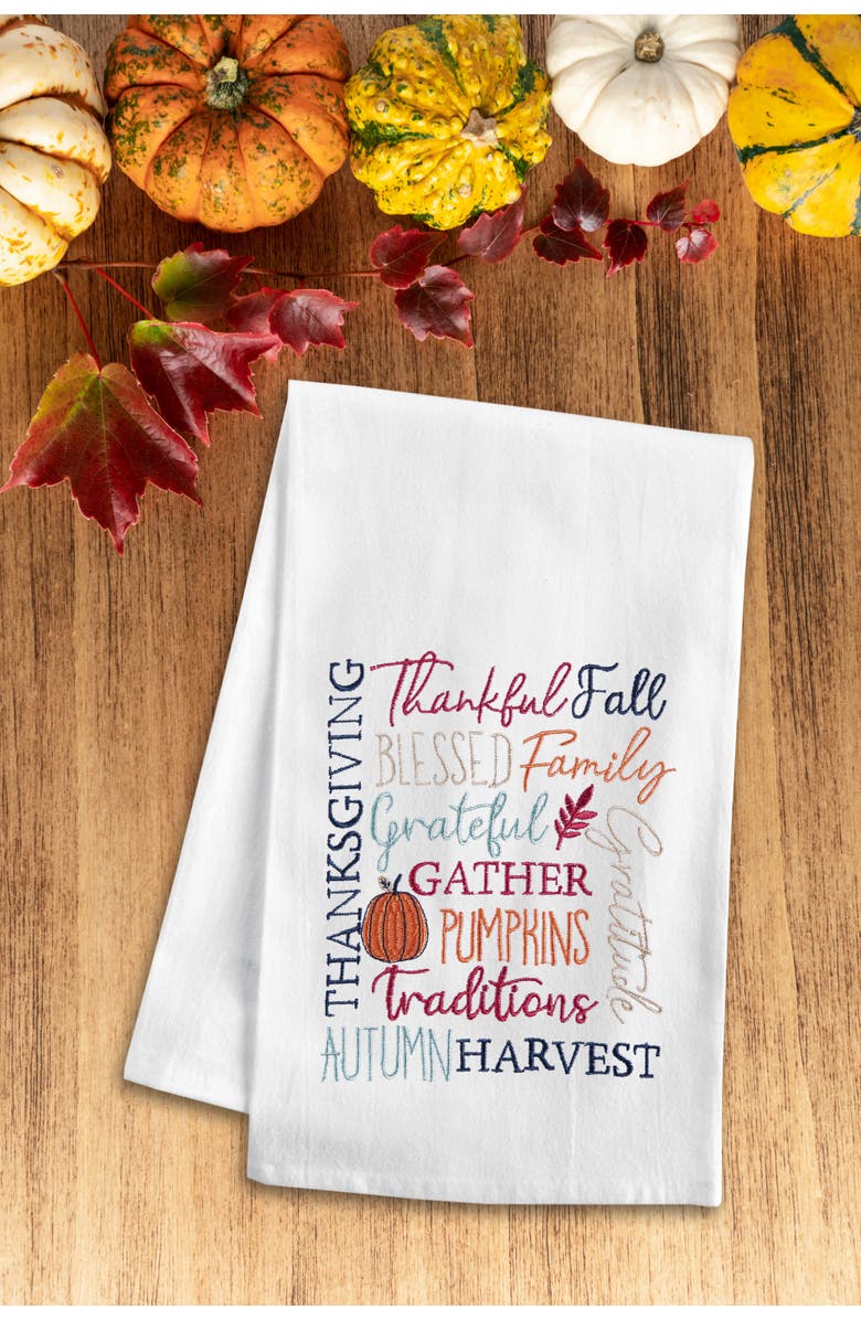 C&F Home Fall Thankful Blessed Dishtowel, Alternate, color, White