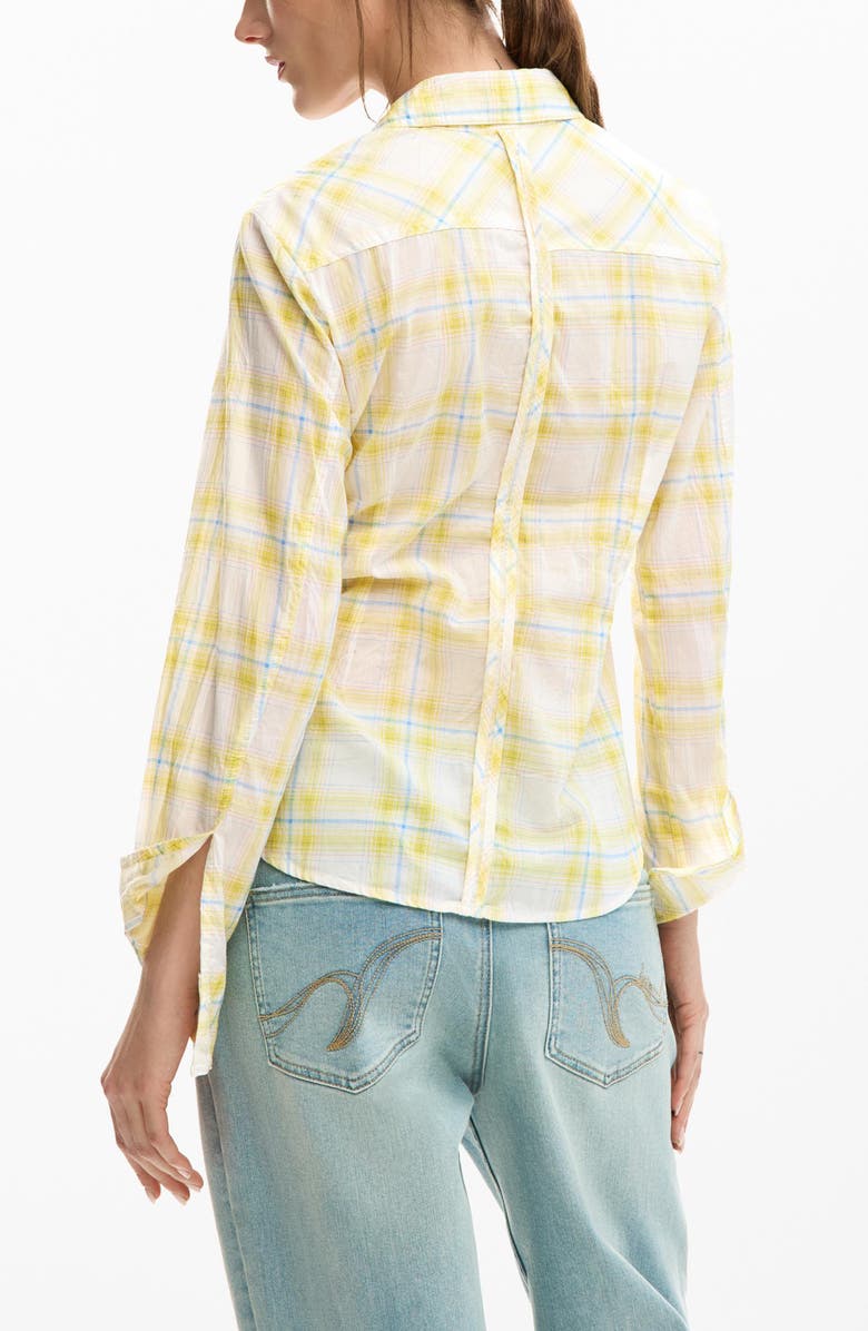 Desigual Plaid Woven Shirt, Alternate, color, Yellow