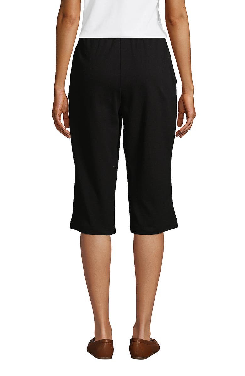 Lands' End Sport Knit High Rise Elastic Waist Capri Pants, Alternate, color, Black